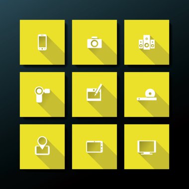 vektör düz Medya Icon set