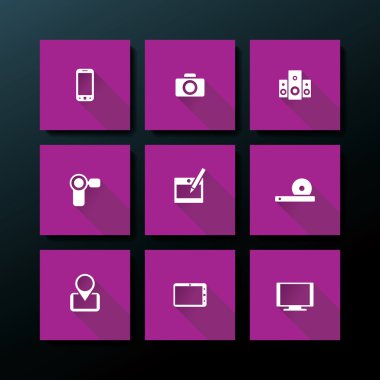 vektör düz Medya Icon set