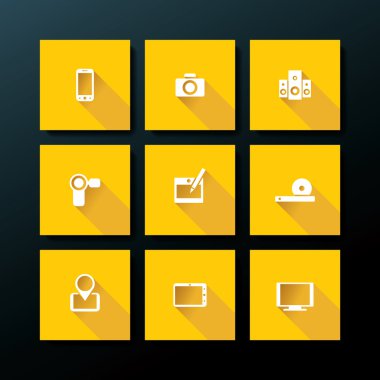 vektör düz Medya Icon set
