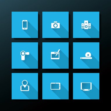 vektör düz Medya Icon set