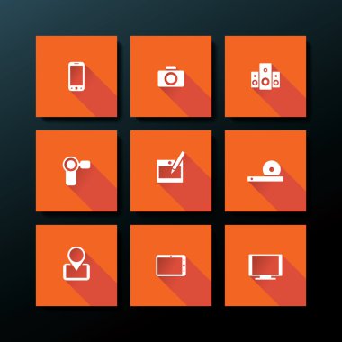 vektör düz Medya Icon set
