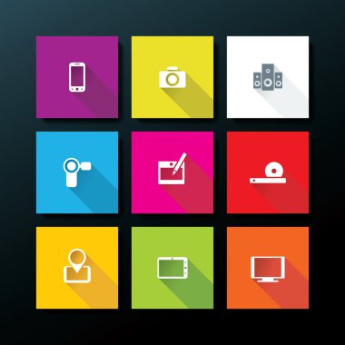 vektör düz Medya Icon set