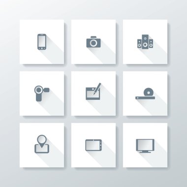 vektör düz Medya Icon set