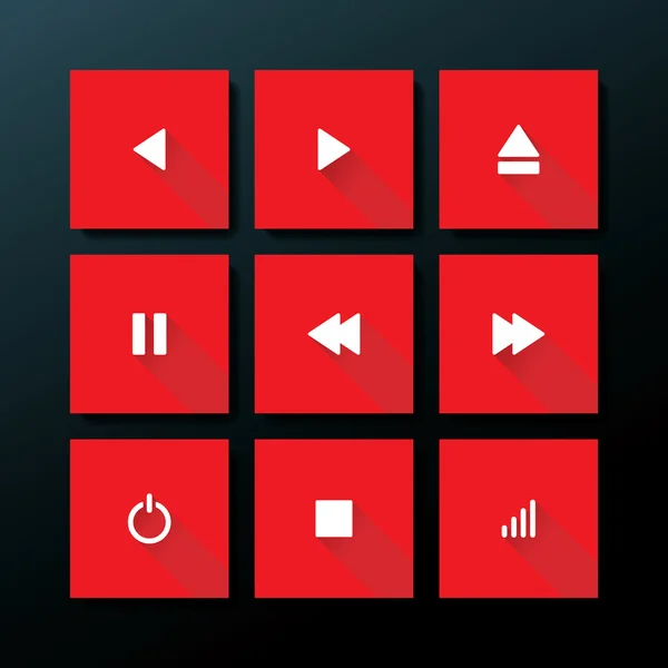 Vektor flache Medien Icon Set — Stockvektor