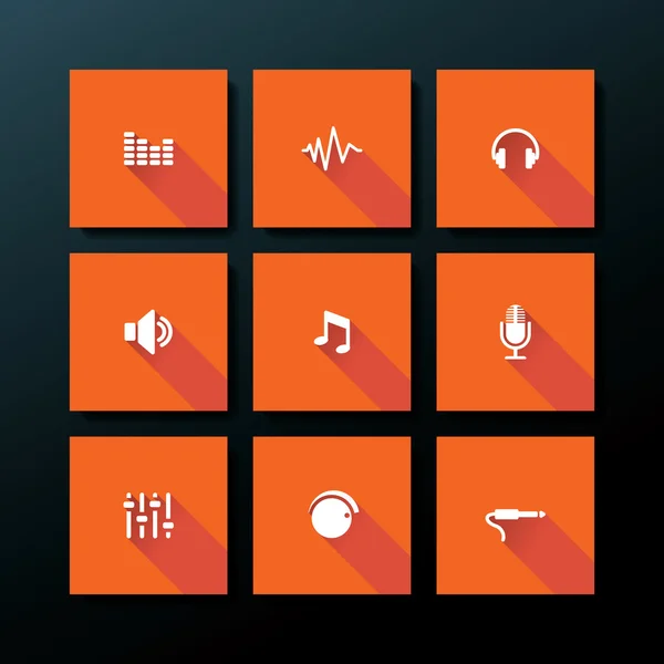 Set de iconos de audio plano vectorial — Archivo Imágenes Vectoriales