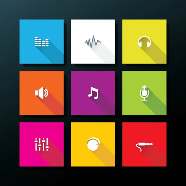 Set de iconos de audio plano vectorial — Vector de stock