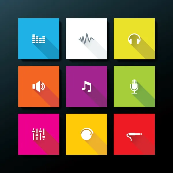 Vector flat audio icon set — Stock Vector