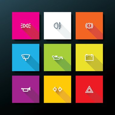 vektör düz araba pano simge seti