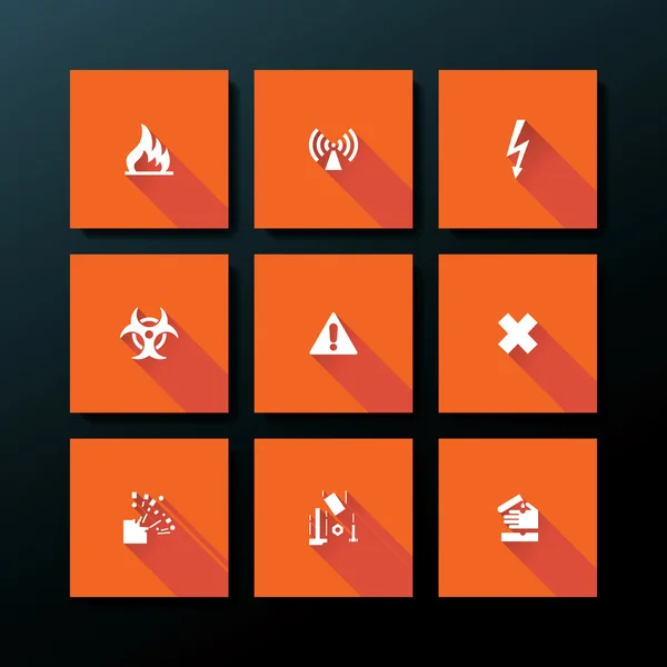 Vektor flaches Warnsymbol gesetzt — Stockvektor