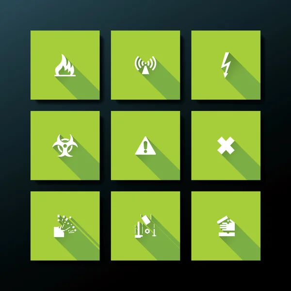 Vector flat warning icon set — Stock Vector