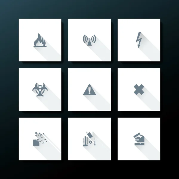 Vector flat warning icon set — Stock Vector