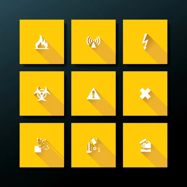 Vector flat warning icon set — Stock Vector