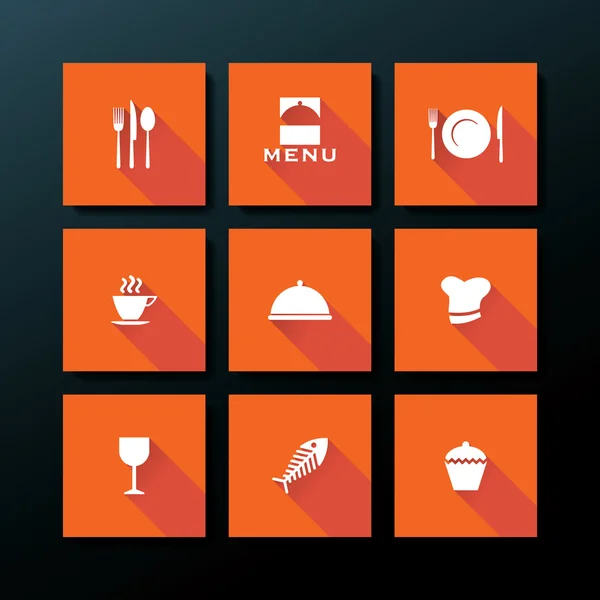 Vektor flache Restaurant Icon Set — Stockvektor