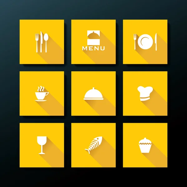 Ensemble d'icône de restaurant plat vectoriel — Image vectorielle