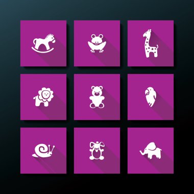  flat baby toy icon set