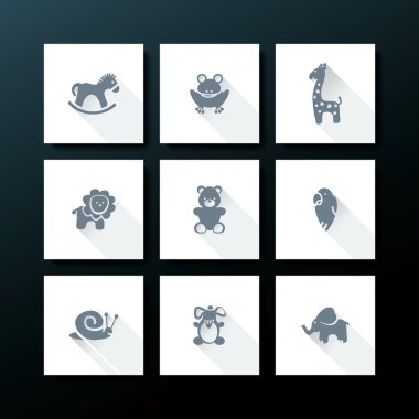  flat baby toy icon set