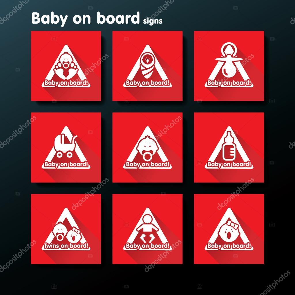 Vector flat baby on board sign set Stock Vector Image by ©lajo_2 42612309