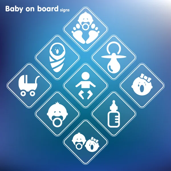 Vecteur plat bébé à bord signe setPrint — Image vectorielle