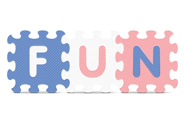 Vettore "FUN" scritto con alfabeto puzzle — Vettoriale Stock