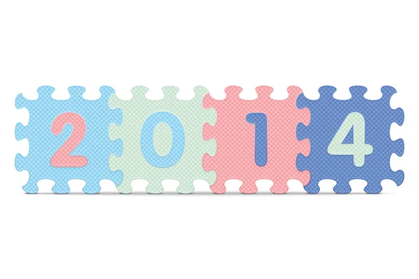 Vettore "2014" scritto con alfabeto puzzle — Vettoriale Stock