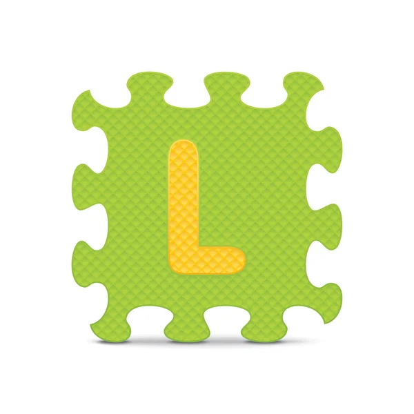 Letra vetorial "L" escrita com quebra-cabeça alfabeto — Vetor de Stock