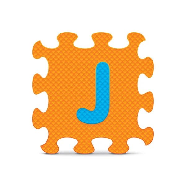 Vector letter "J" written with alphabet puzzle — Stock Vector
