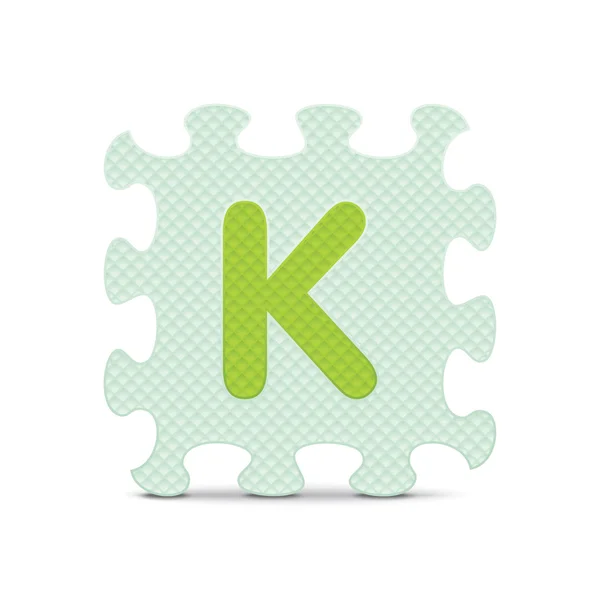 Letra vetorial "K" escrita com quebra-cabeça de alfabeto — Vetor de Stock