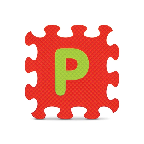 Vektorové písmeno "p" s puzzle abeceda — Stockový vektor