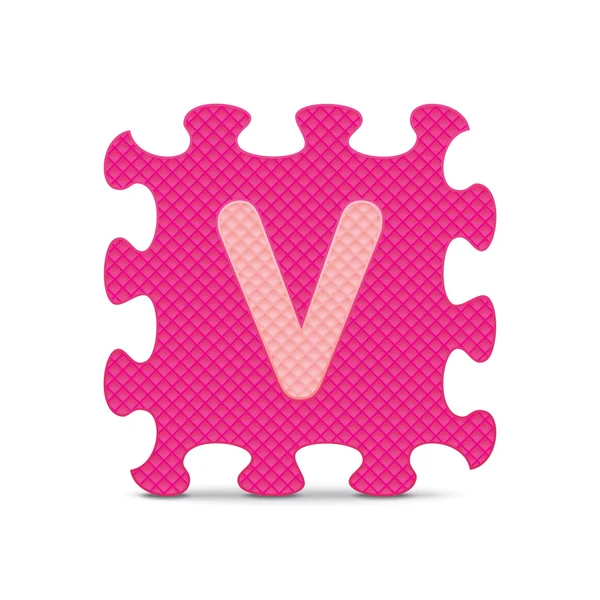 Vector letter "V" written with alphabet puzzle — Stock Vector