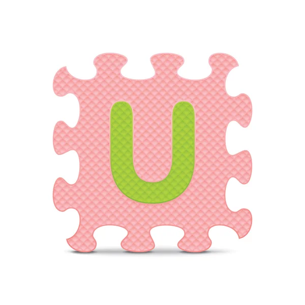 Lettre vectorielle "U" écrite avec puzzle alphabet — Image vectorielle