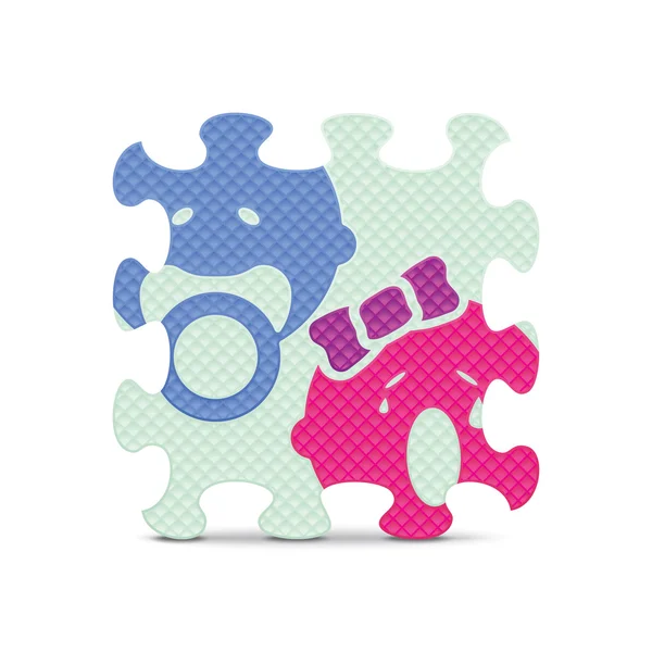 Segno del bambino vettoriale realizzato con puzzle alfabeto — Vettoriale Stock