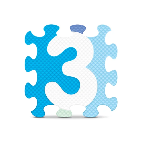 Numero vettoriale 3 scritto con l'alfabeto puzzle — Vettoriale Stock