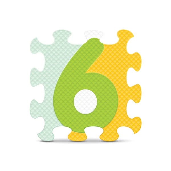 Διανυσματικά αριθμό 6 συντάχθηκε με αλφάβητο παζλ — Διανυσματικό Αρχείο