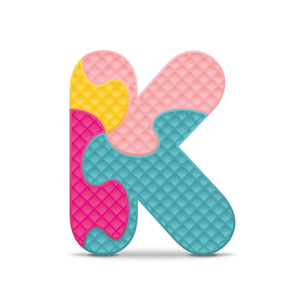 Letra vectorial K escrita con rompecabezas de alfabeto — Vector de stock