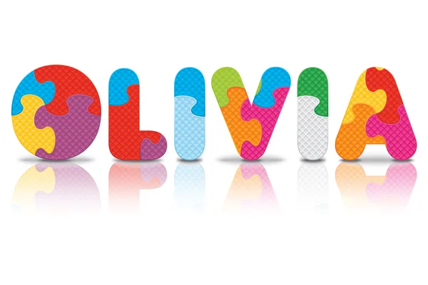 Vector OLIVIA written with alphabet puzzle — Stock Vector