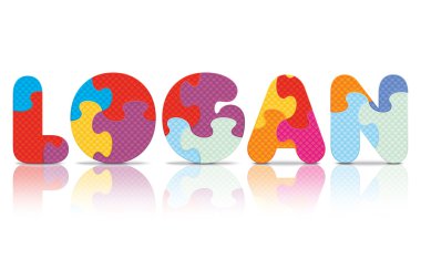 Bulmaca alfabesi ile yazılmış logan vektör