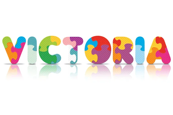 Vecteur VICTORIA écrit avec puzzle alphabet — Image vectorielle