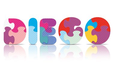 vektör diego bulmaca alfabesi ile yazılmış