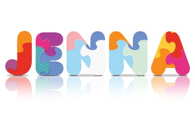 Bulmaca alfabesi ile yazılmış jenna vektör