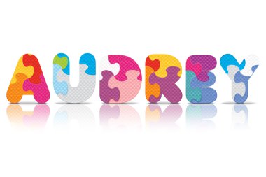 Bulmaca alfabesi ile yazılmış audrey vektör