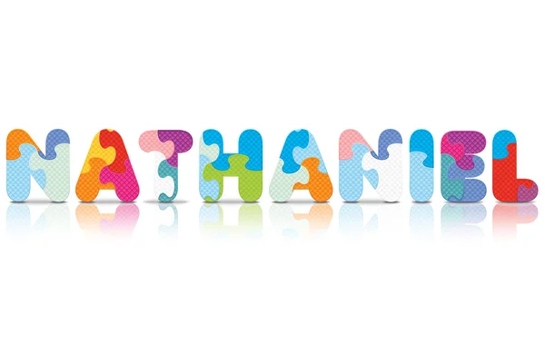 Vecteur NATHANIEL écrit avec puzzle alphabet — Image vectorielle