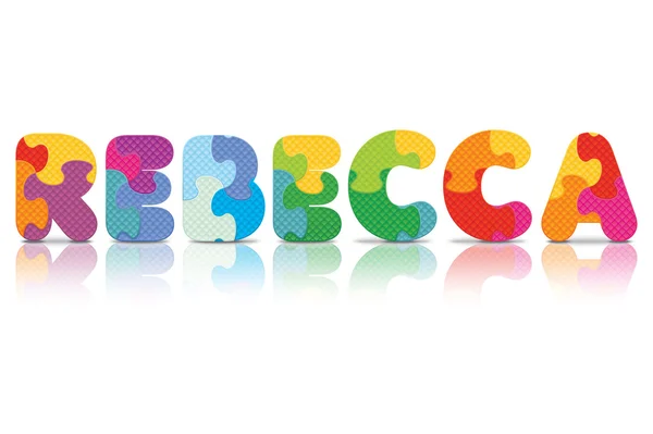 Vector rebecca geschreven met alfabet puzzel — Stockvector