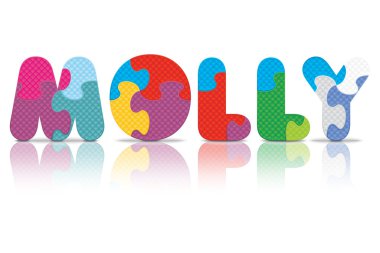 vektör molly bulmaca alfabesi ile yazılmış