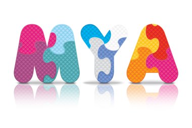 vektör mya bulmaca alfabesi ile yazılmış