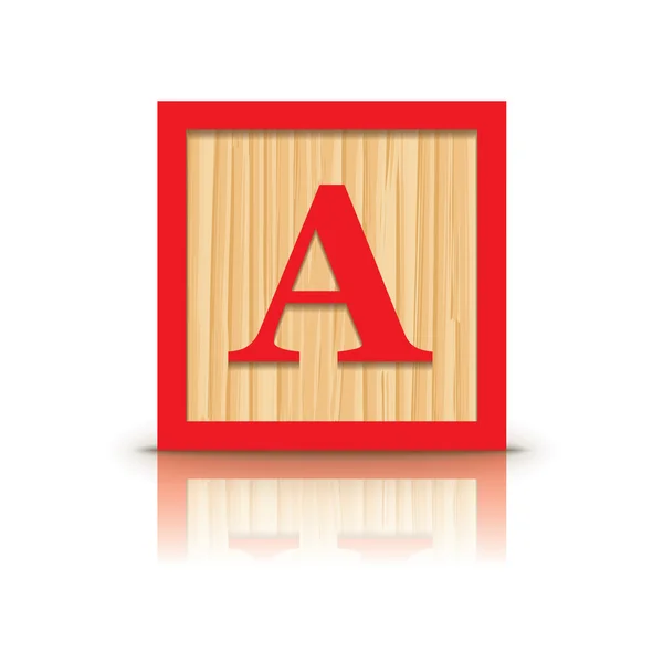 Vector letter A wooden alphabet block — Stock Vector