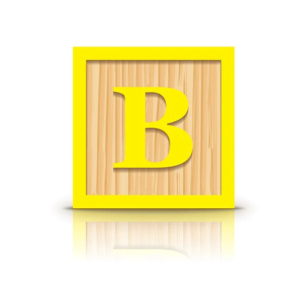 Vector letter B wooden alphabet block — Stock Vector