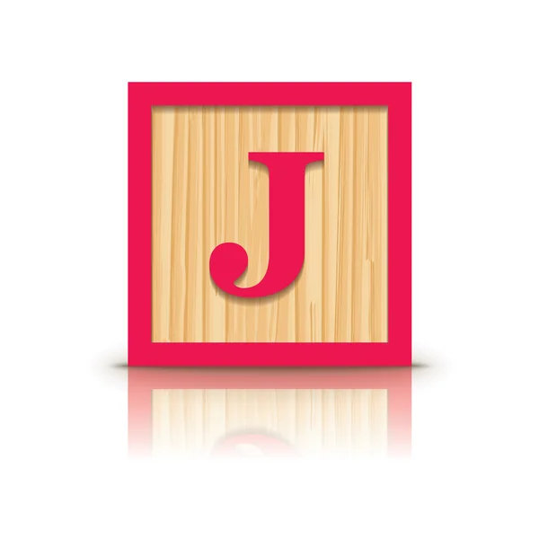 Vector letter J wooden alphabet block — Stock Vector