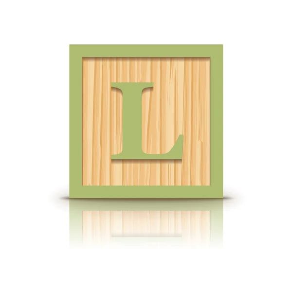 Letra vectorial L bloque de alfabeto de madera — Vector de stock