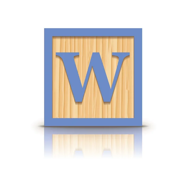 Vektorové písmeno w dřevěná abeceda blokovat — Stockový vektor