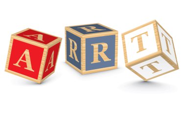 alfabe blokları ile yazılmış word art